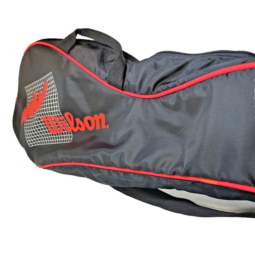 Vintage Wilson Tennis Racket Bag Black Red Grid Graphic Retro 80s 90s